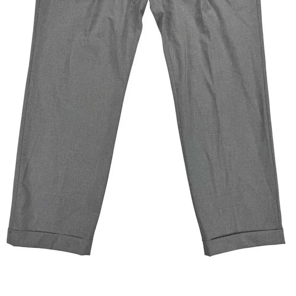 Michael Kors Mens Pleated Cuffed Solid Classic Fit Stretch Pants Gray 40x30
